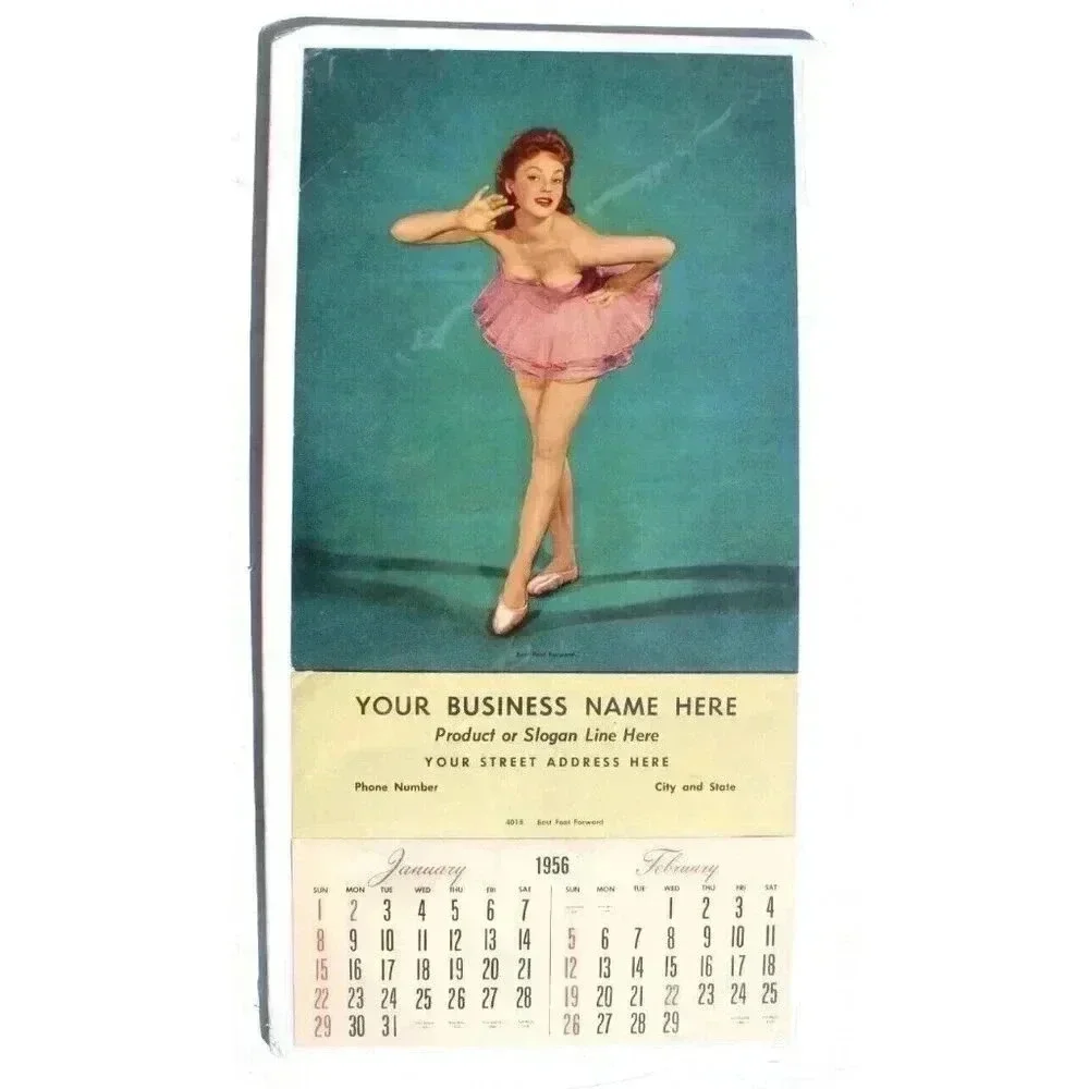 Vtg 1956 Salesman Sample Pinup Girl Calendar Ballerina Best Foot Forward No 4018
